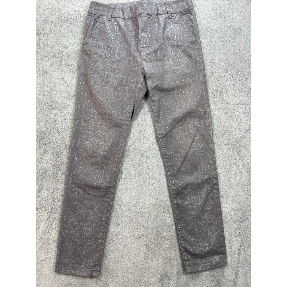 Bevy Flog Pants Women 29 Gray Python Snake Print Trousers Stretch